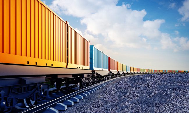 wagon of freight train with containers