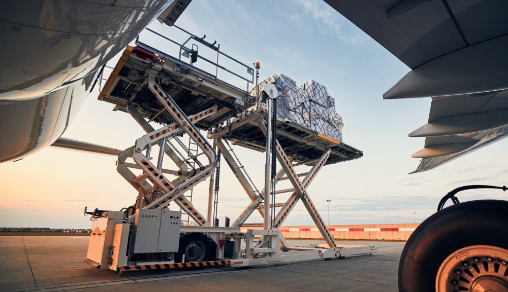 cargo being loading on an aircraft
