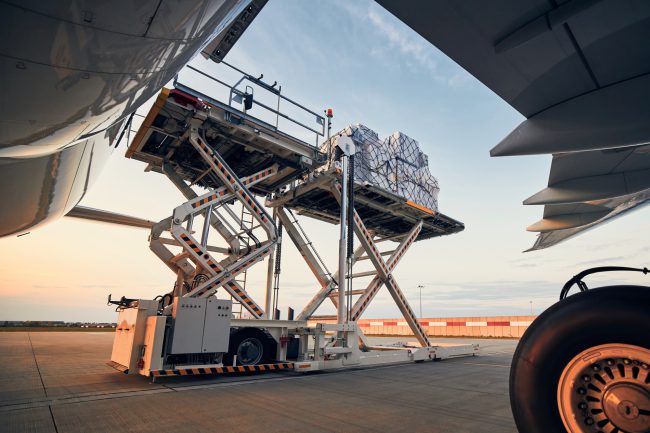 cargo being loading on an aircraft